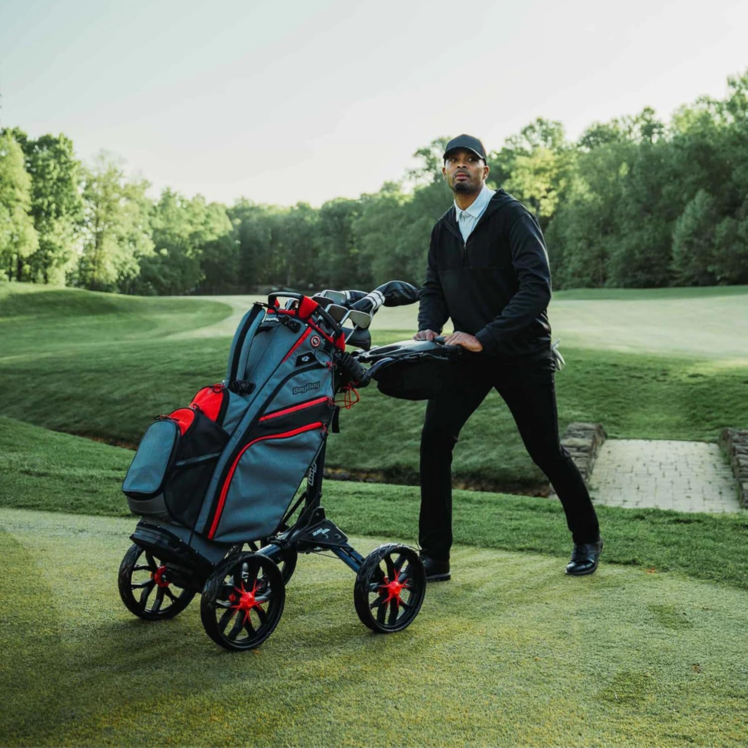 Amazon.com: Bag Boy Quad Pro Push Cart, Black/Slate : Sports